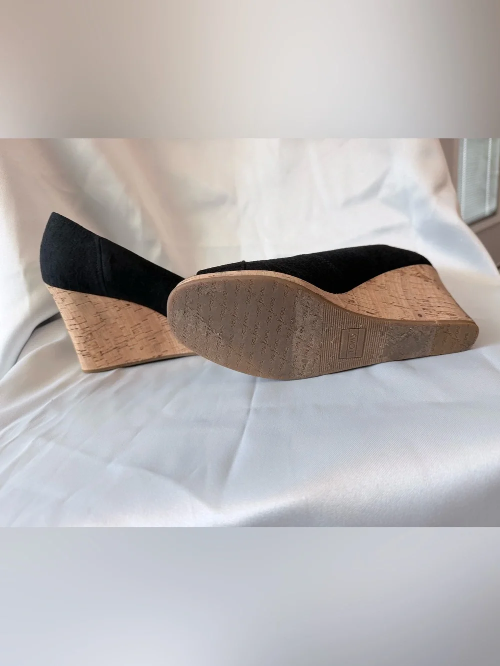 TOMS Black Cork Peep-Toe Wedge Heels,
9 1/2 - Picture 4 of 4